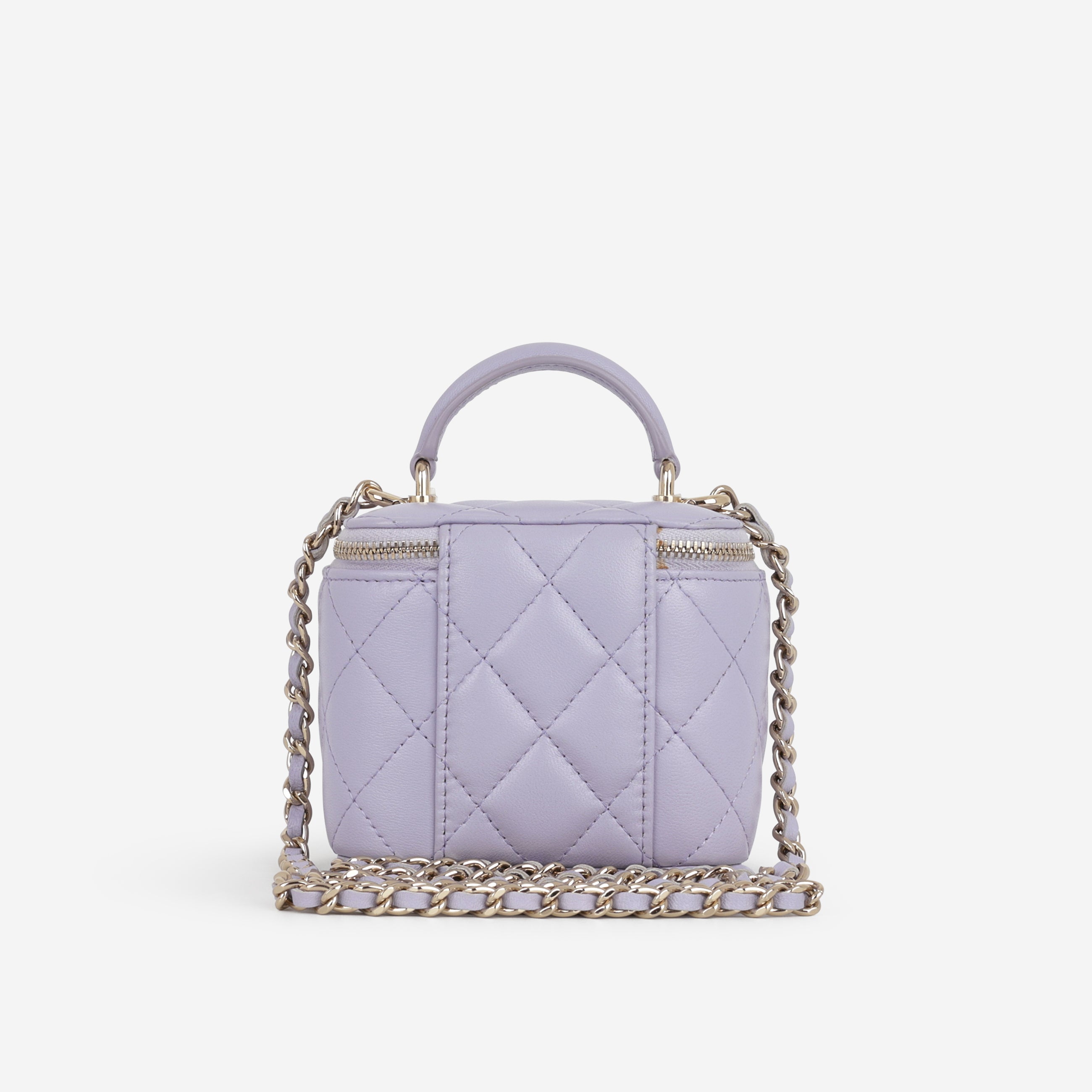 Chanel Mini Top Handle Vanity Lilac Lambskin Champagne Gold