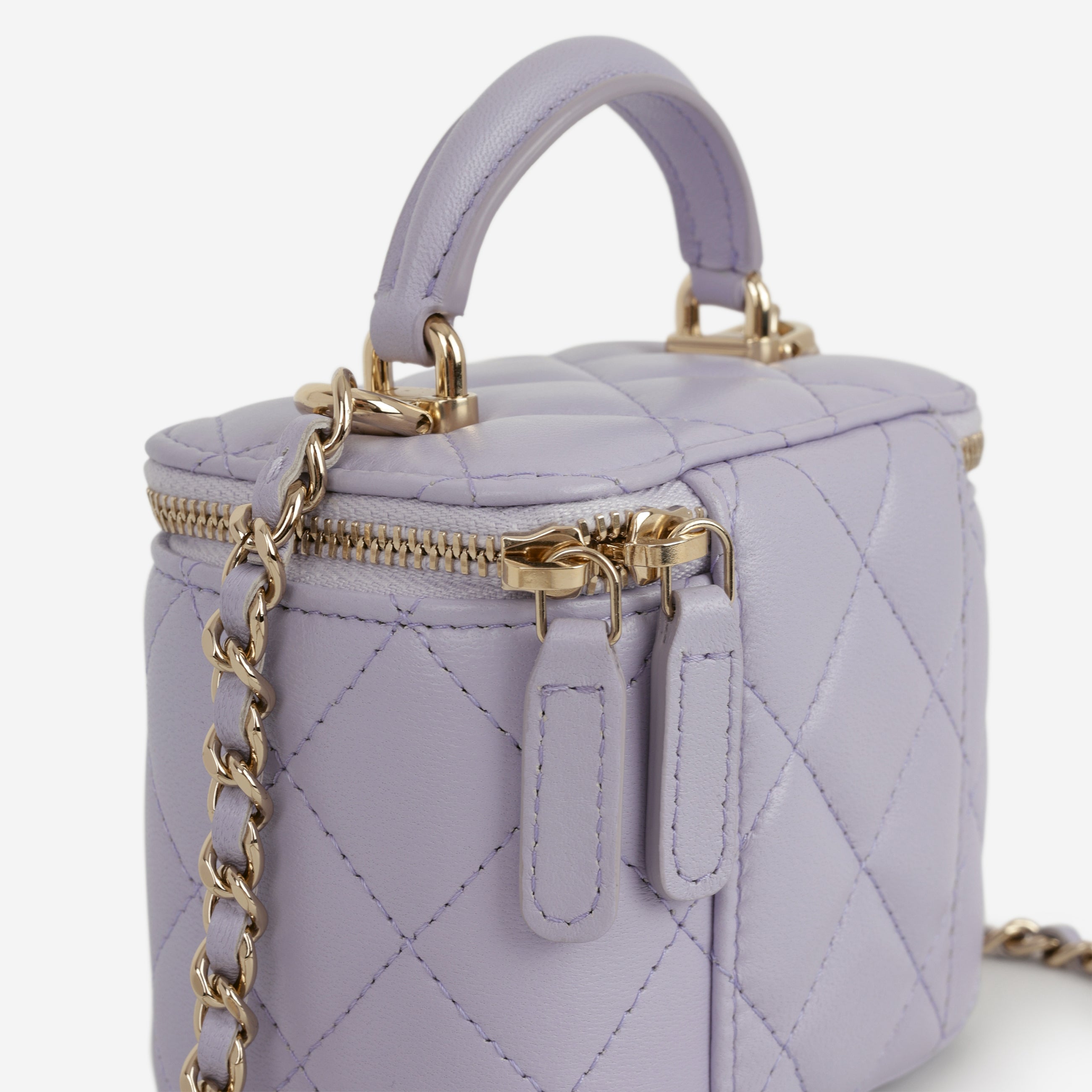 Chanel Mini Top Handle Vanity Lilac Lambskin Champagne Gold