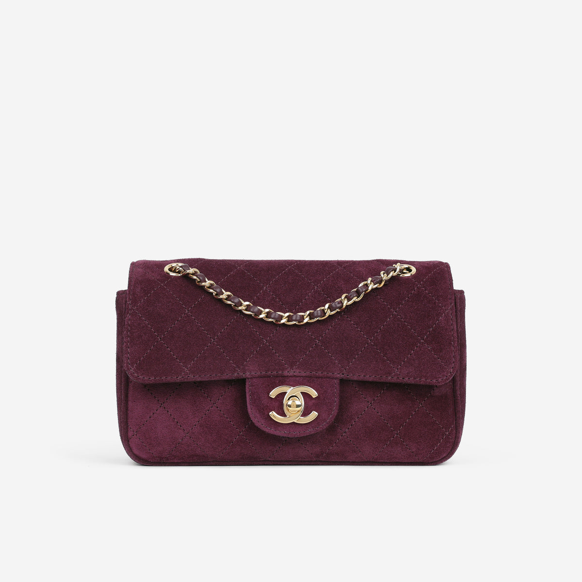 Chanel Mini "Souplissimo" Flap - Burgundy Suede Goatskin | Gold Hardware