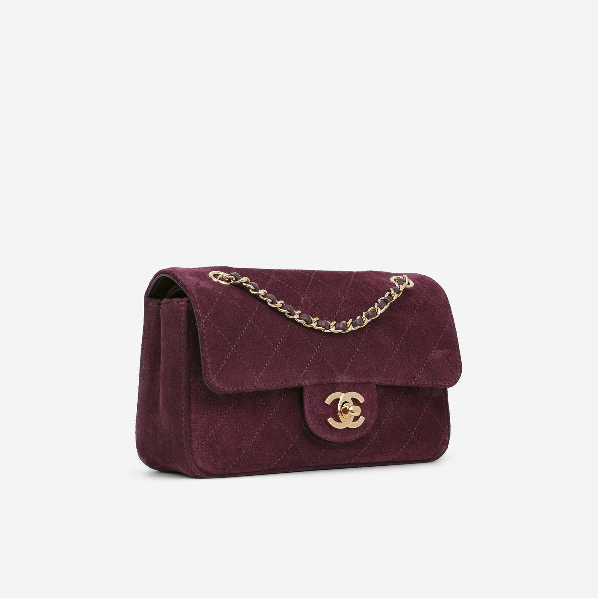 Chanel Mini "Souplissimo" Flap - Burgundy Suede Goatskin | Gold Hardware