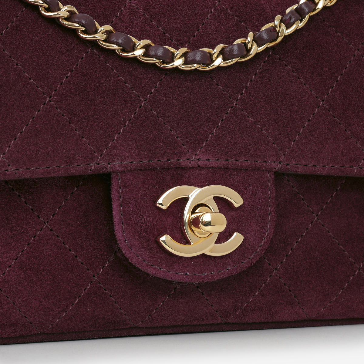 Chanel Mini "Souplissimo" Flap - Burgundy Suede Goatskin | Gold Hardware