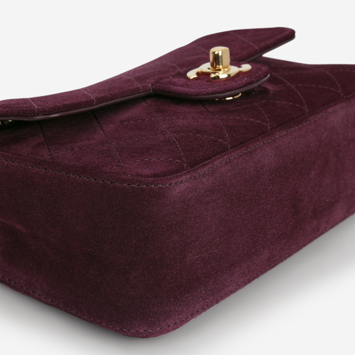 Chanel Mini "Souplissimo" Flap - Burgundy Suede Goatskin | Gold Hardware