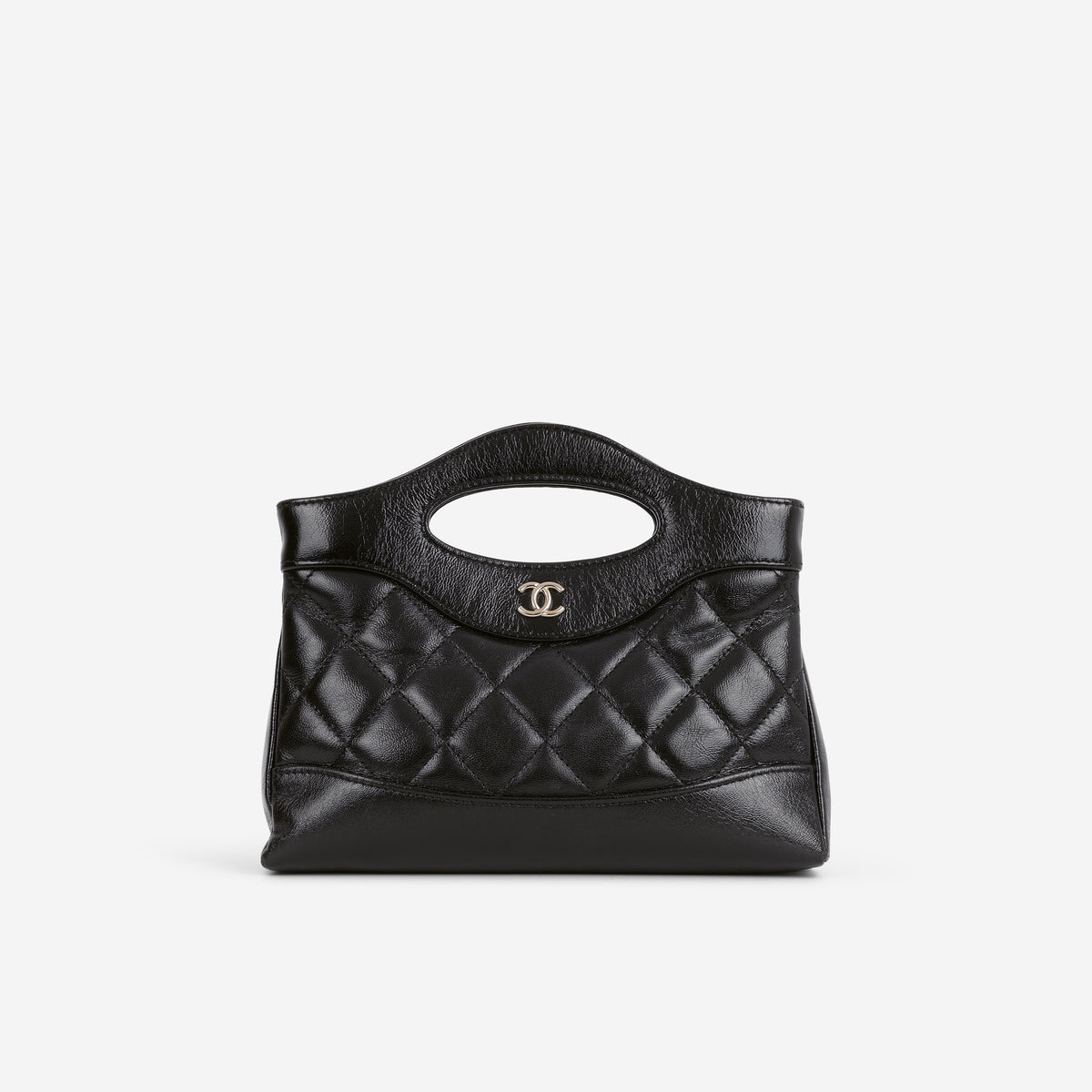 Chanel Nano 31 Clutch on Chain - Black Crumpled Calfskin | Champagne Gold Hardware