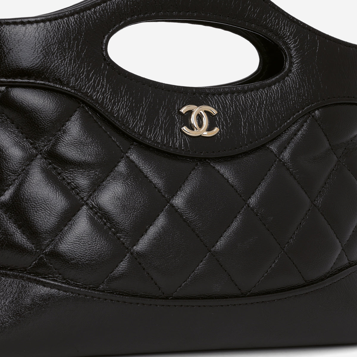Chanel Nano 31 Clutch on Chain - Black Crumpled Calfskin | Champagne Gold Hardware