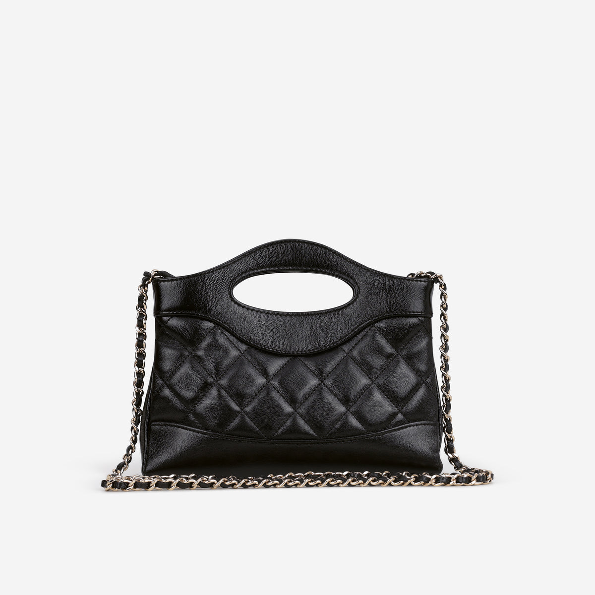 Chanel Nano 31 Clutch on Chain - Black Crumpled Calfskin | Champagne Gold Hardware