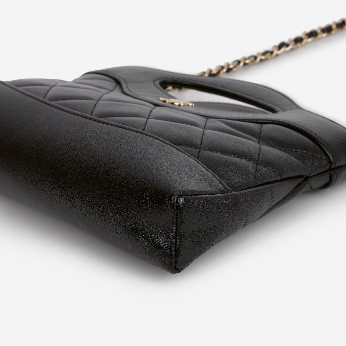 Chanel Nano 31 Clutch on Chain - Black Crumpled Calfskin | Champagne Gold Hardware