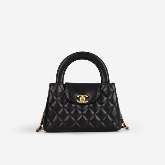 Chanel Small Kelly Re-Edition - Black Lambskin | Aged Gold Hardware - Bagista