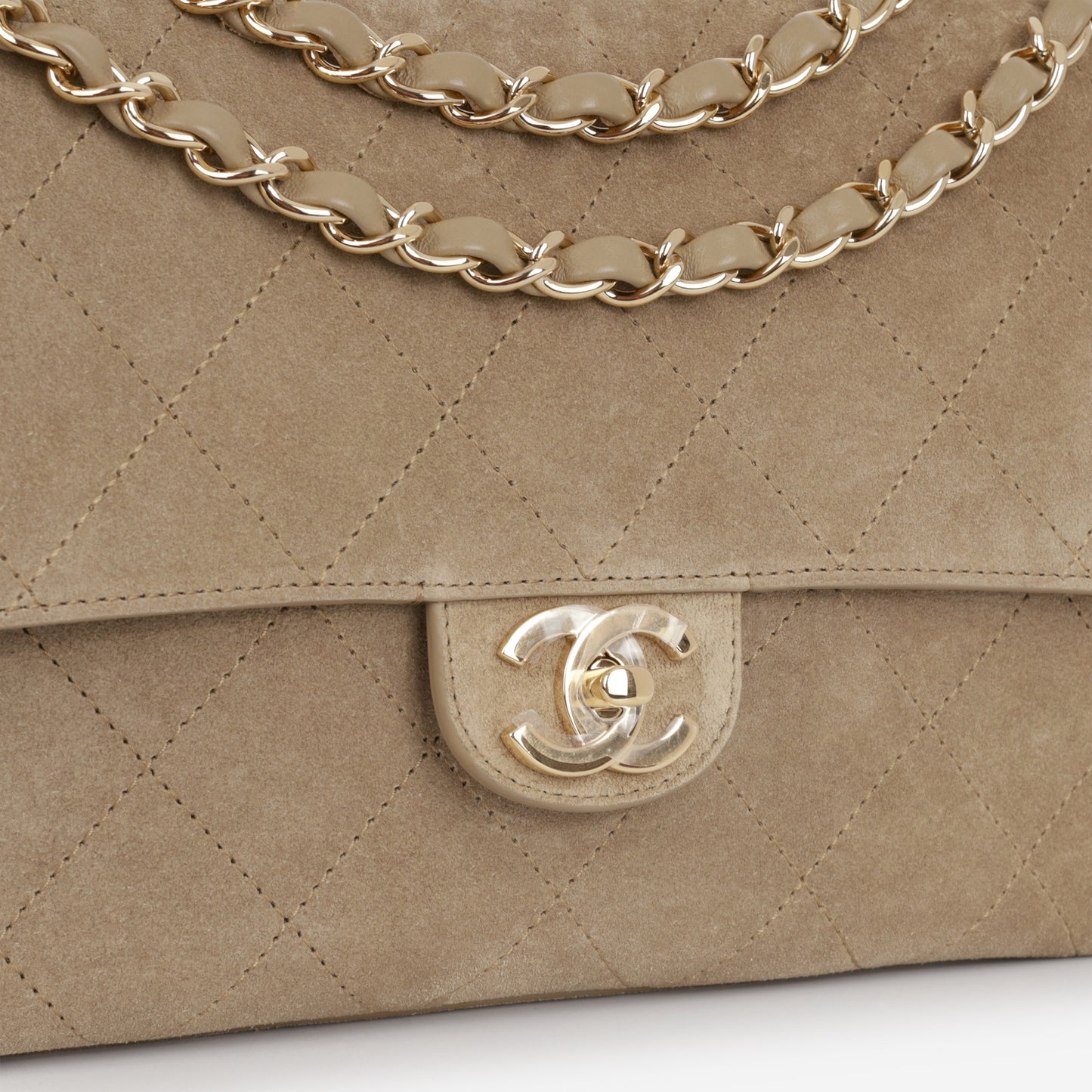 Chanel SS26 Maxi Flap Bag - Dark Beige Suede | Gold Hardware