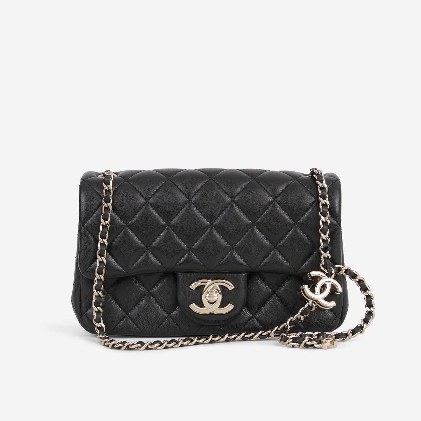 Chanel Mini Rectangular CC Crush - Black Lambskin | Champagne Gold Hardware