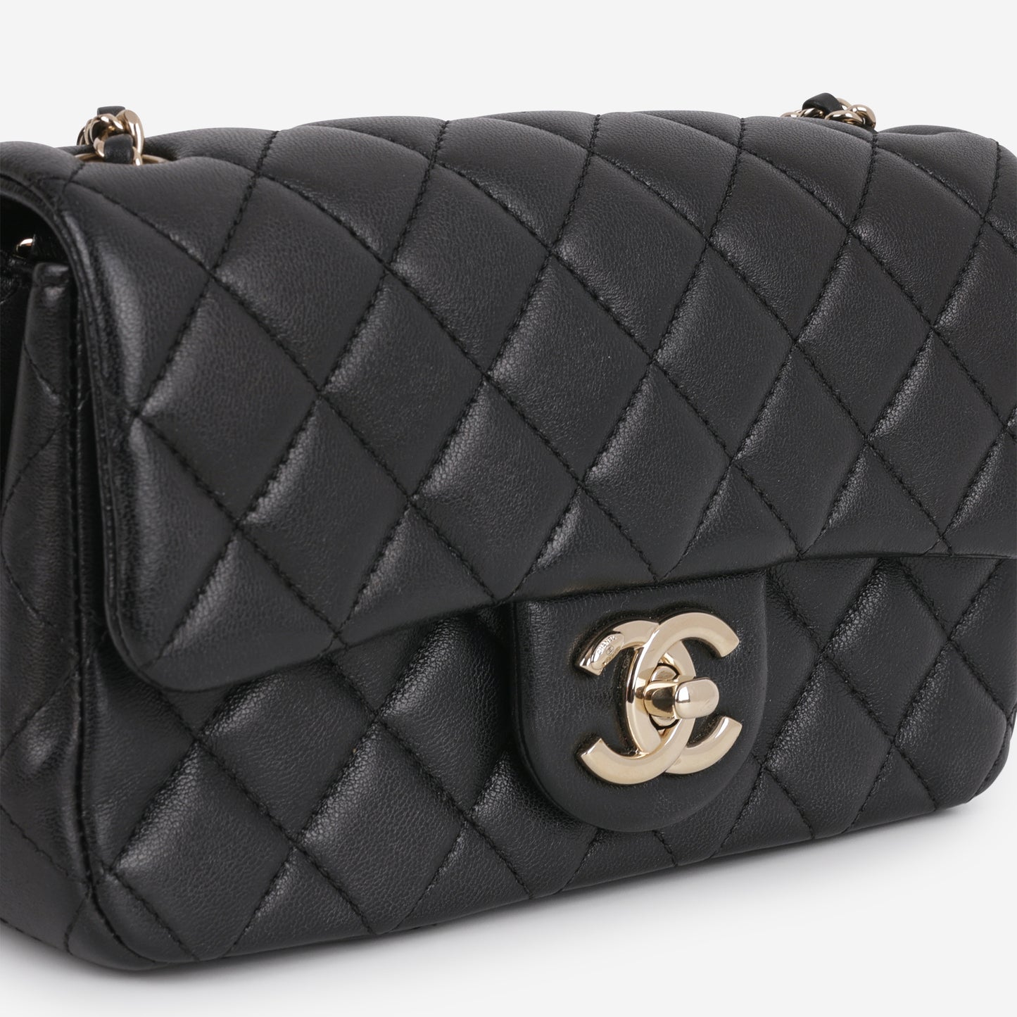 Chanel Mini Rectangular CC Crush - Black Lambskin | Champagne Gold Hardware