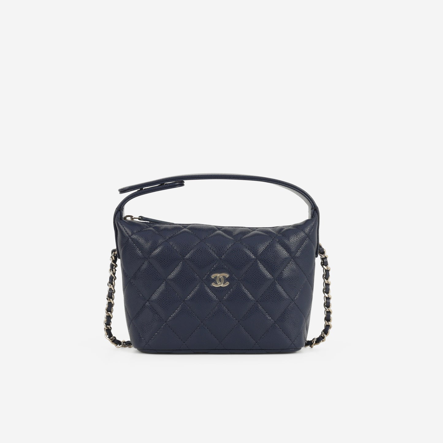 Chanel Quilted Hobo Clutch - Navy Caviar | Champagne Gold Hardware