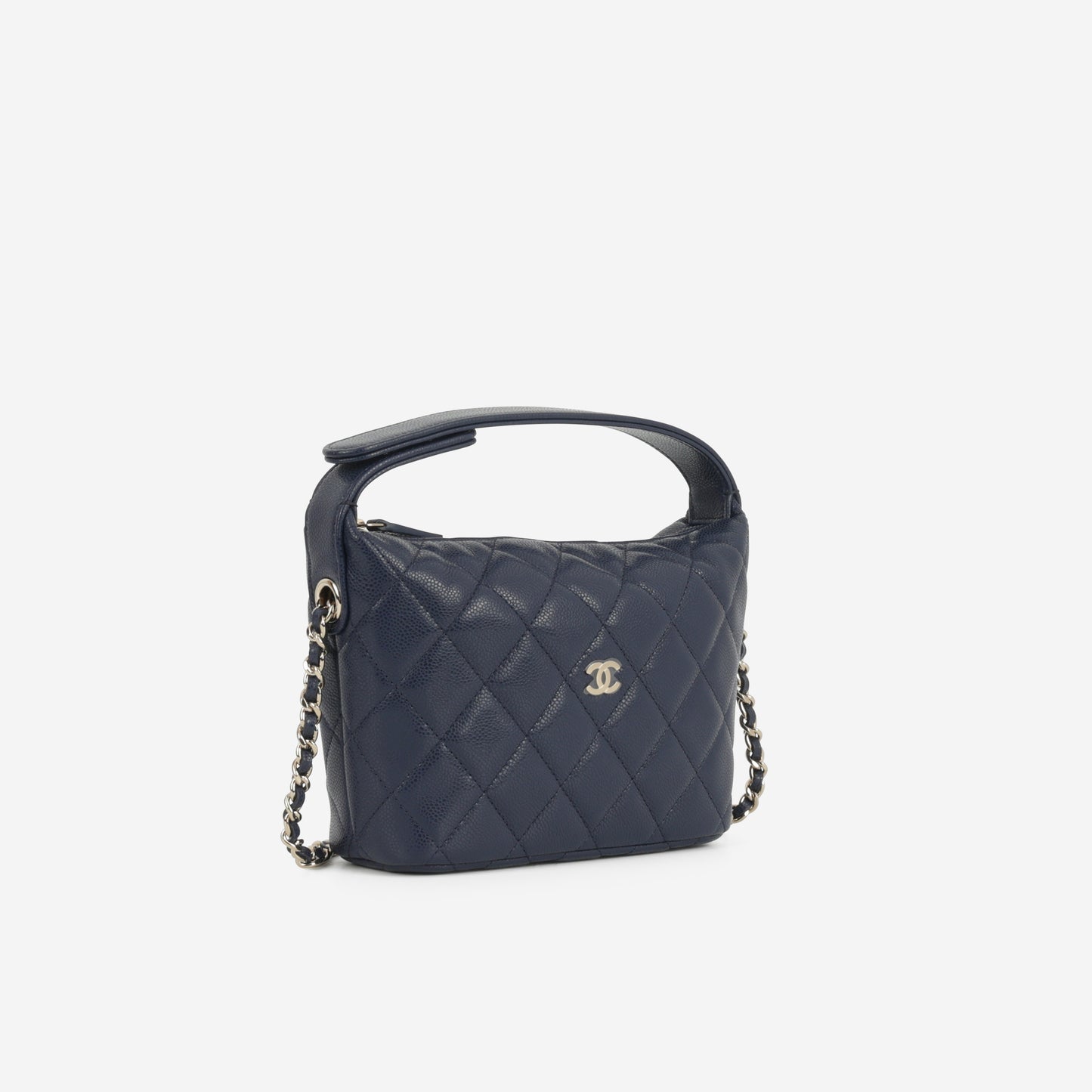 Chanel Quilted Hobo Clutch - Navy Caviar | Champagne Gold Hardware