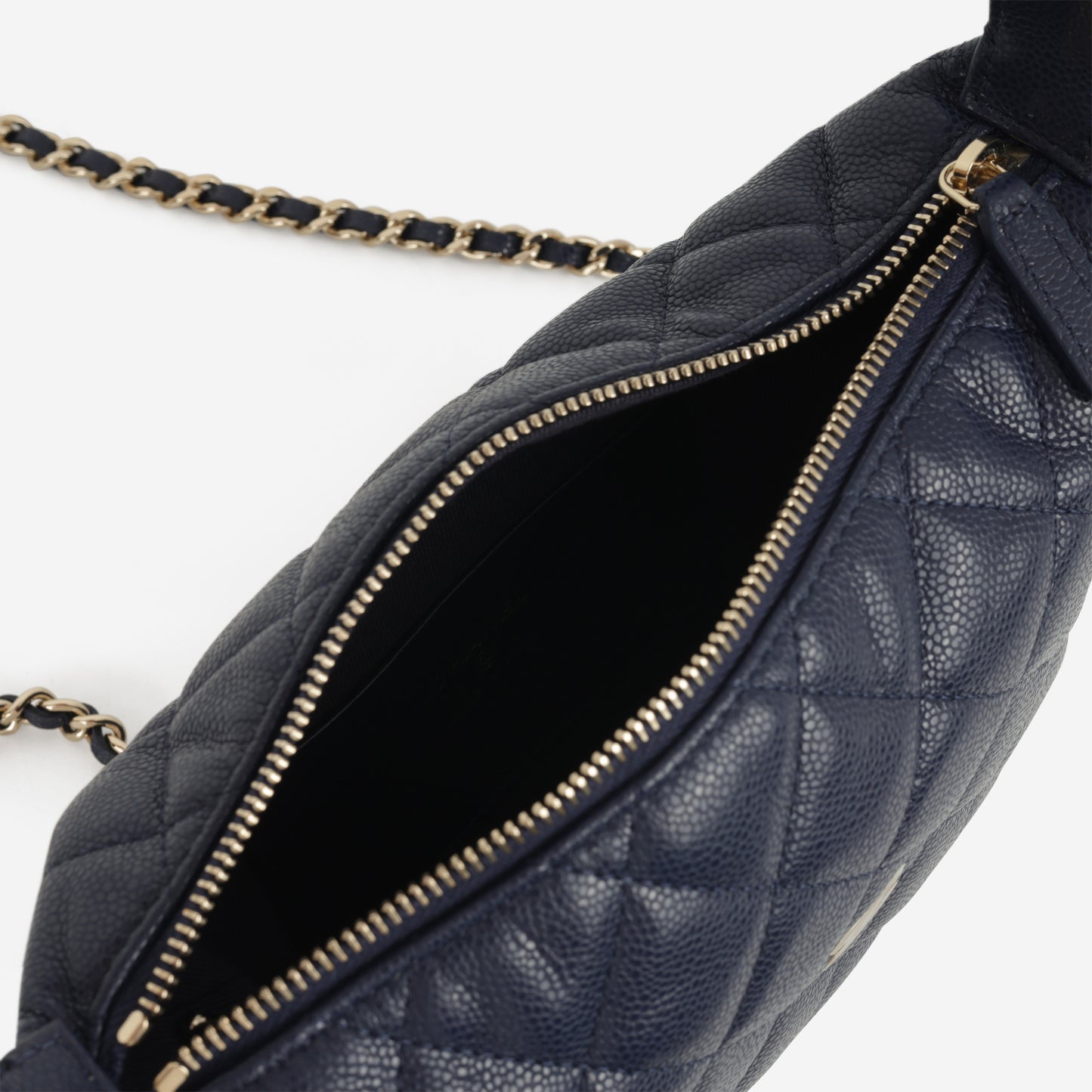 Chanel Quilted Hobo Clutch - Navy Caviar | Champagne Gold Hardware