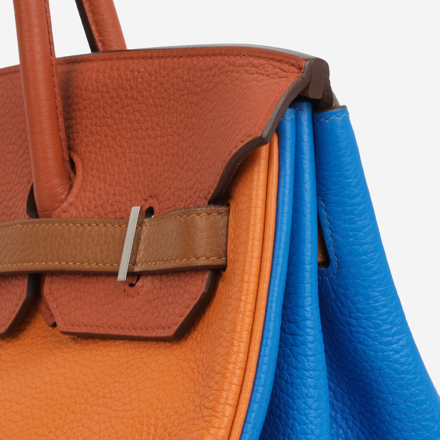 Hermès Birkin 35 Arlequin - Orange / Sanguine / Bleu Lin / Bleu Hydra / Etain / Gold Clemence | Palladium Hardware