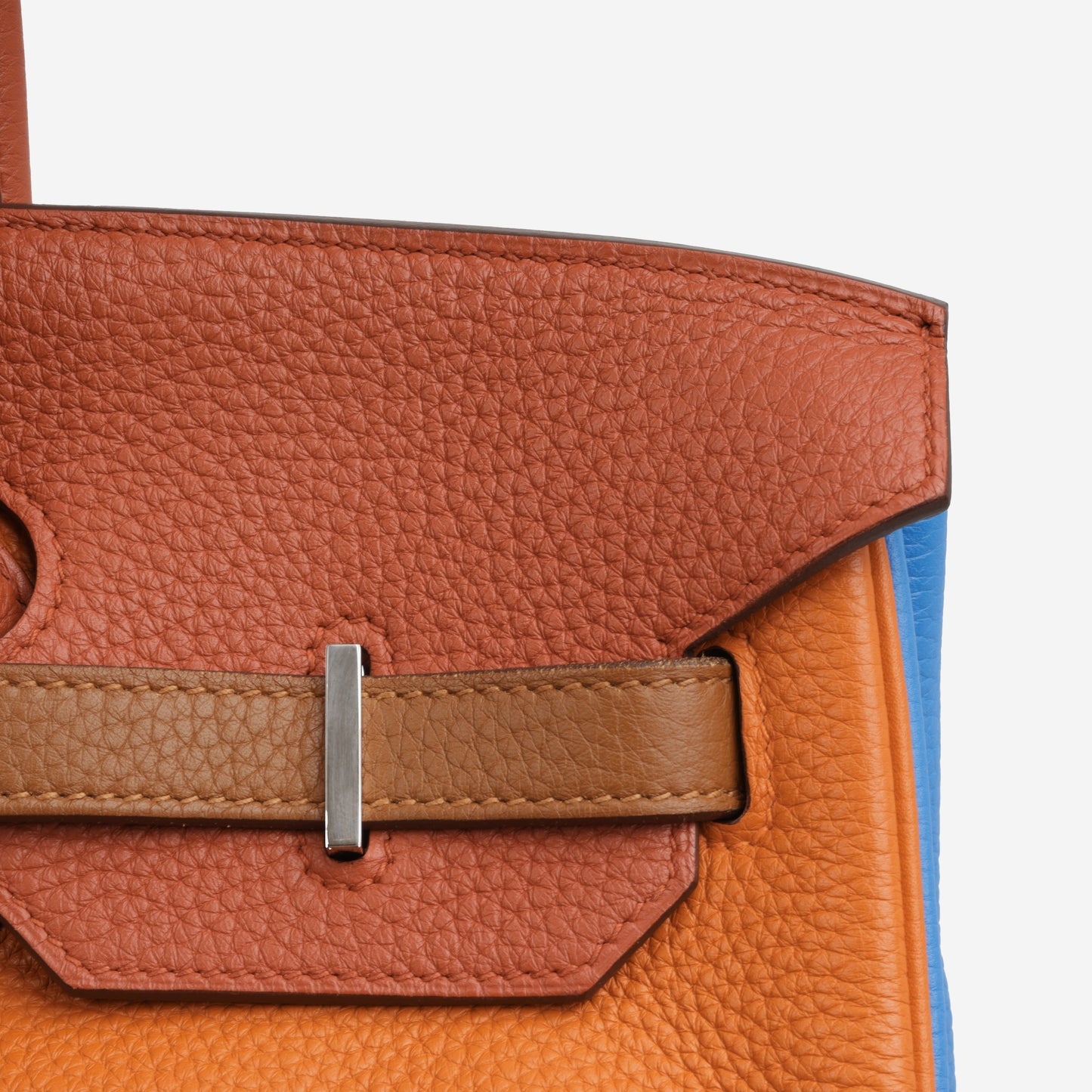 Hermès Birkin 35 Arlequin - Orange / Sanguine / Bleu Lin / Bleu Hydra / Etain / Gold Clemence | Palladium Hardware