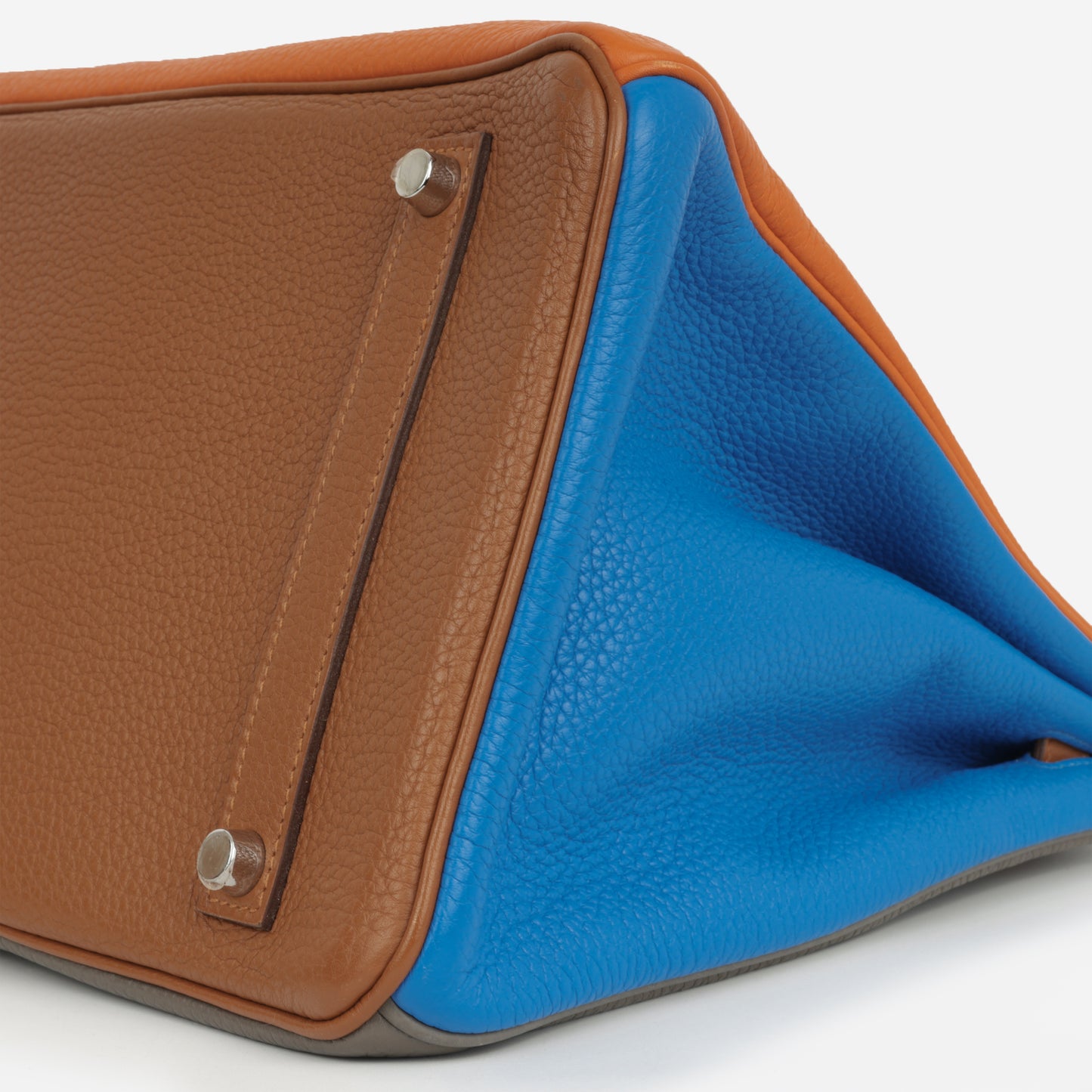 Hermès Birkin 35 Arlequin - Orange / Sanguine / Bleu Lin / Bleu Hydra / Etain / Gold Clemence | Palladium Hardware