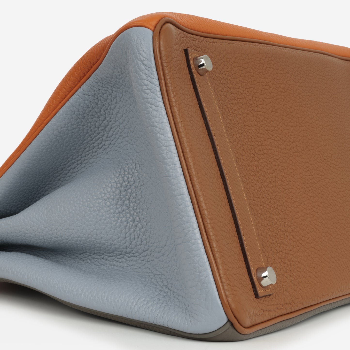 Hermès Birkin 35 Arlequin - Orange / Sanguine / Bleu Lin / Bleu Hydra / Etain / Gold Clemence | Palladium Hardware