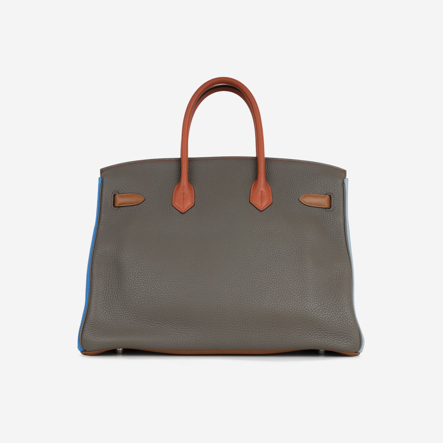 Hermès Birkin 35 Arlequin - Orange / Sanguine / Bleu Lin / Bleu Hydra / Etain / Gold Clemence | Palladium Hardware