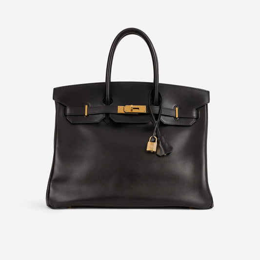 Hermès Vintage Birkin 35 - Noir Box Retourne | Gold Hardware
