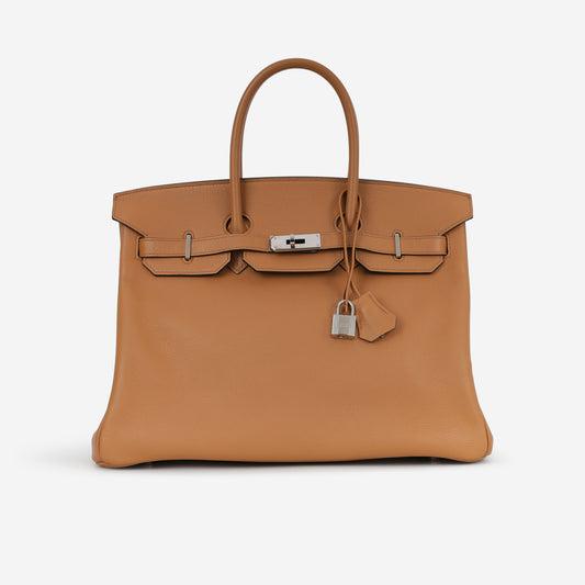 Birkin 35 "Sea, Surf And Fun" - Toffee Novillo / Multicolor Interior | Palladium Hardware - Bagista