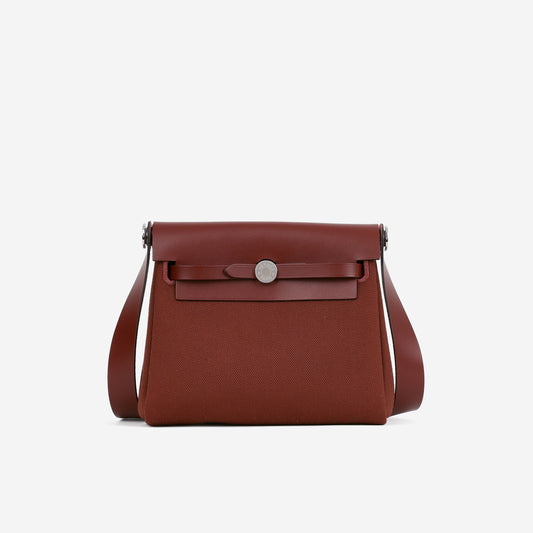 Hermès Mini Herbag 20 - Rouge H Canvas / Hunter | Palladium Hardware