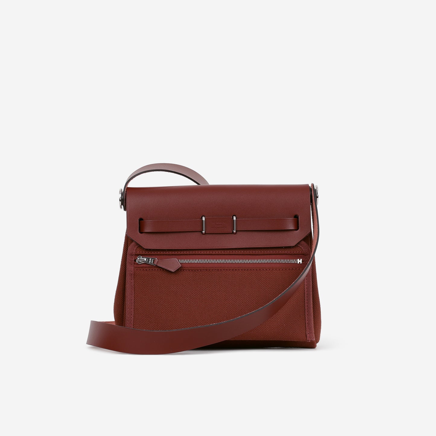Hermès Mini Herbag 20 - Rouge H Canvas / Hunter | Palladium Hardware