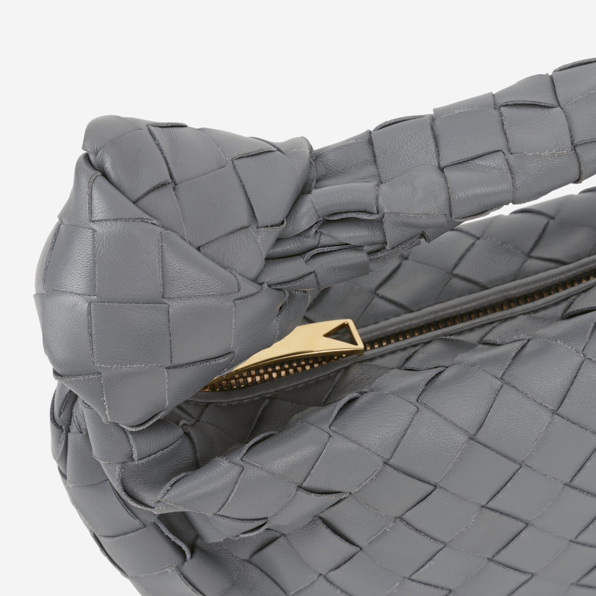 Bottega Mini Jodie Shoulder Bag - Grey Intrecciato | Gold Hardware - Bagista