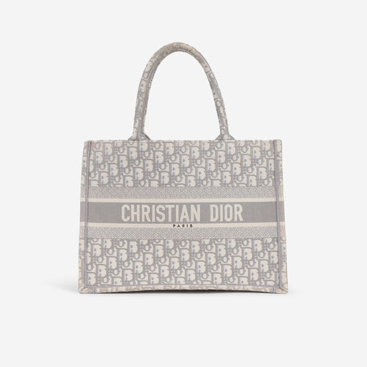 Medium Book Tote - Grey Oblique Toile Canvas - Bagista