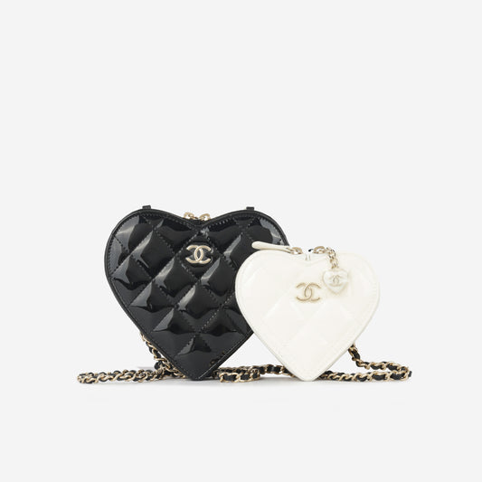 Double Heart Crossbody - Black/White