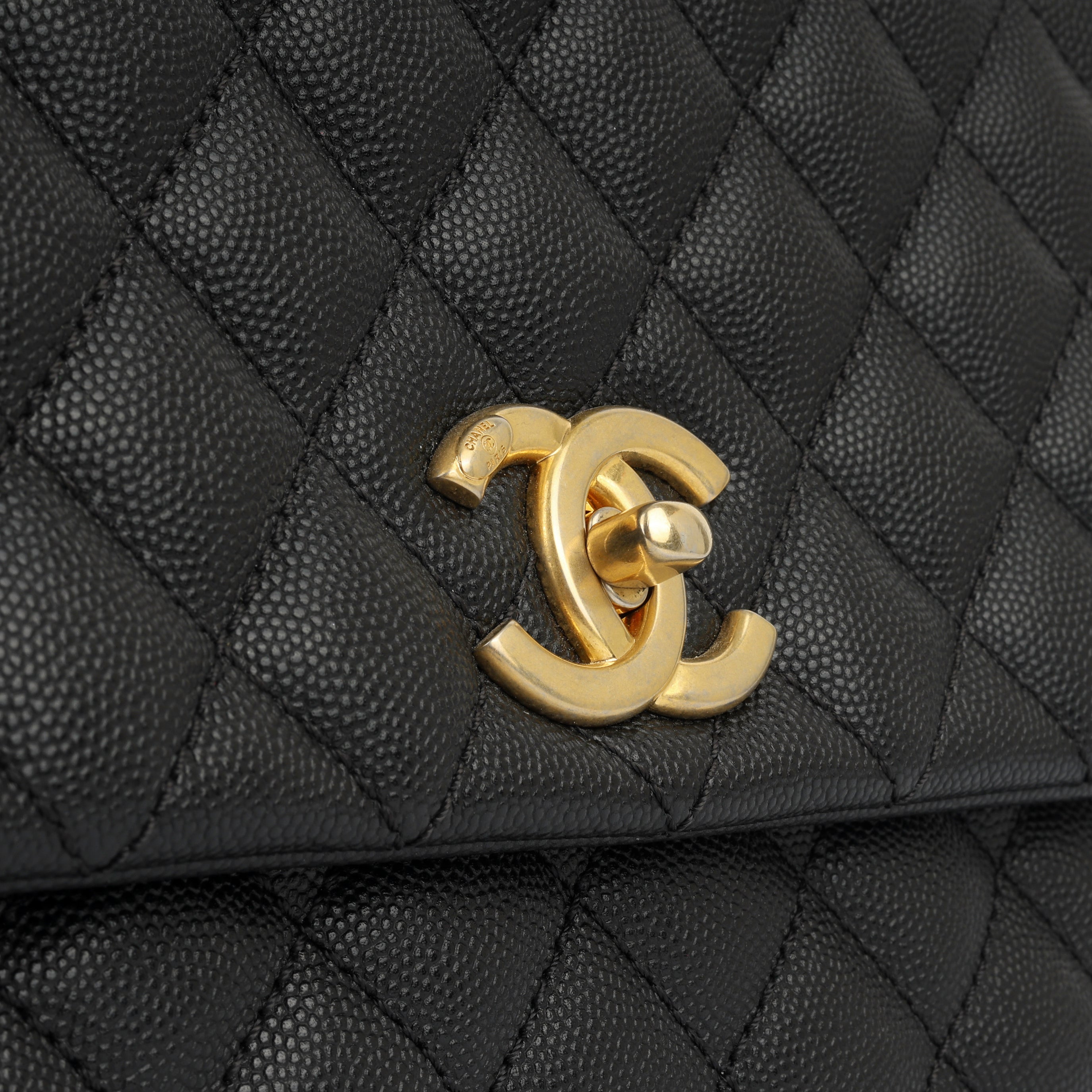 Chanel - Coco Top Handle - Black Caviar / Lizard Top Handle GHW