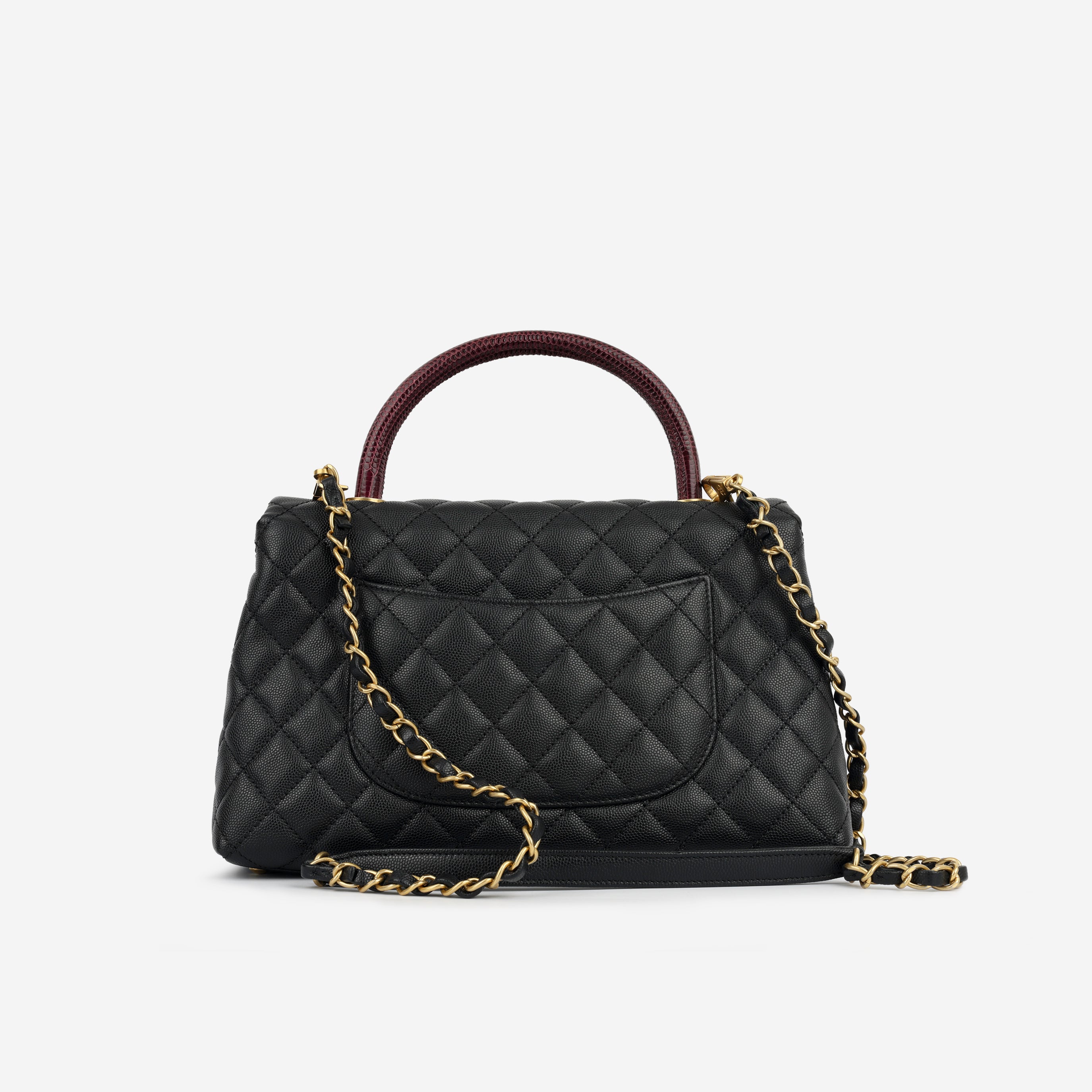 CHANEL　ガブリエル Chanel - Coco Top Handle - Black Caviar / Lizard Top Handle GHW