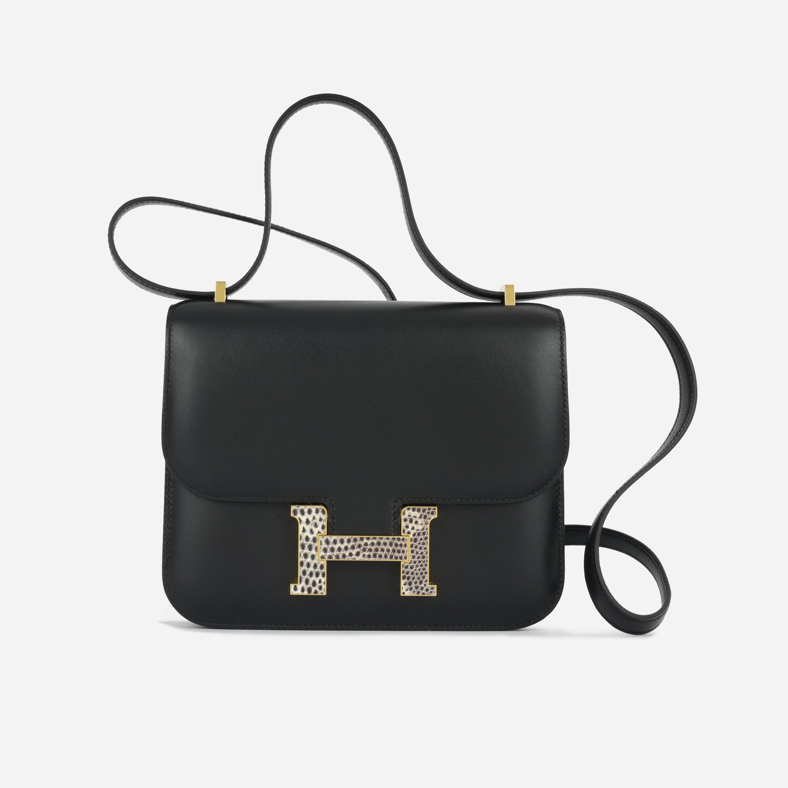 Hermès - Constance 18 - Noir Evercalf Lizard Buckle GHW - Unused