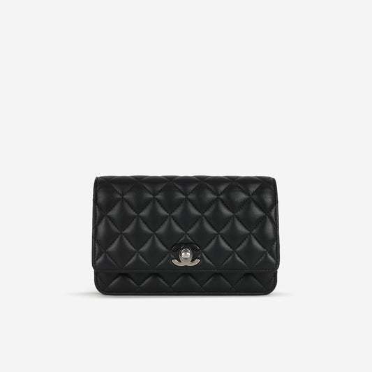 Chanel Seasonal Wallet On Chain - Black Lambskin | Silver Hardware