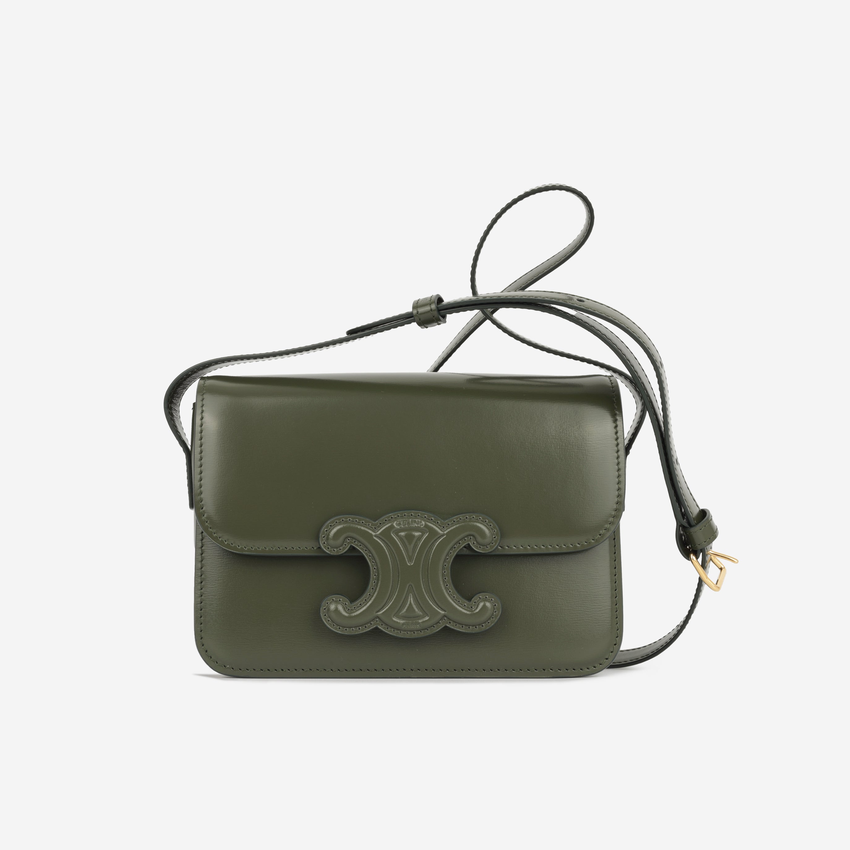Celine - Triomphe Teen Cuir Flap - Duck Green - GHW - Immaculate