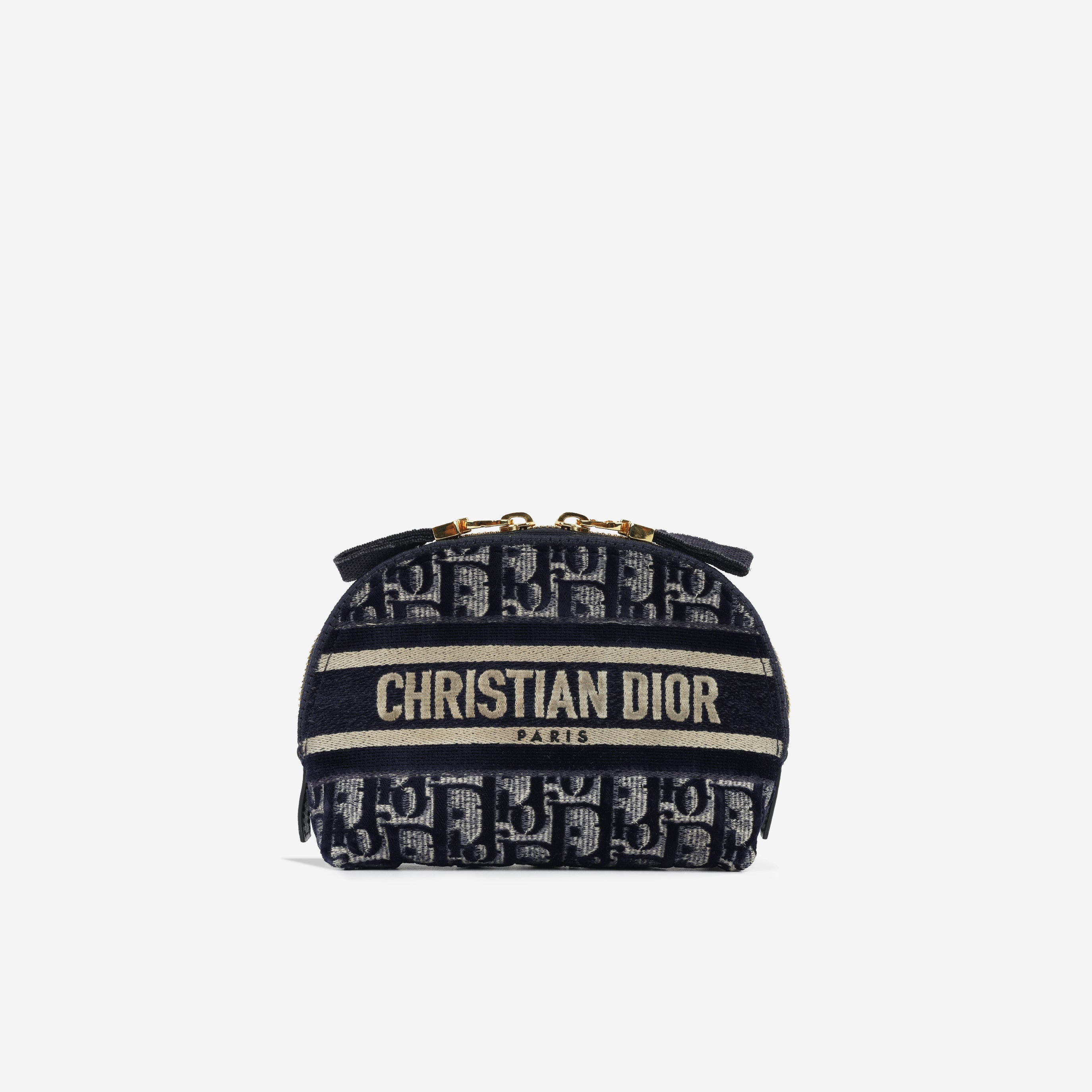 Dior - Toiletry Pouch Dome- Navy Dior Oblique Velvet GHW