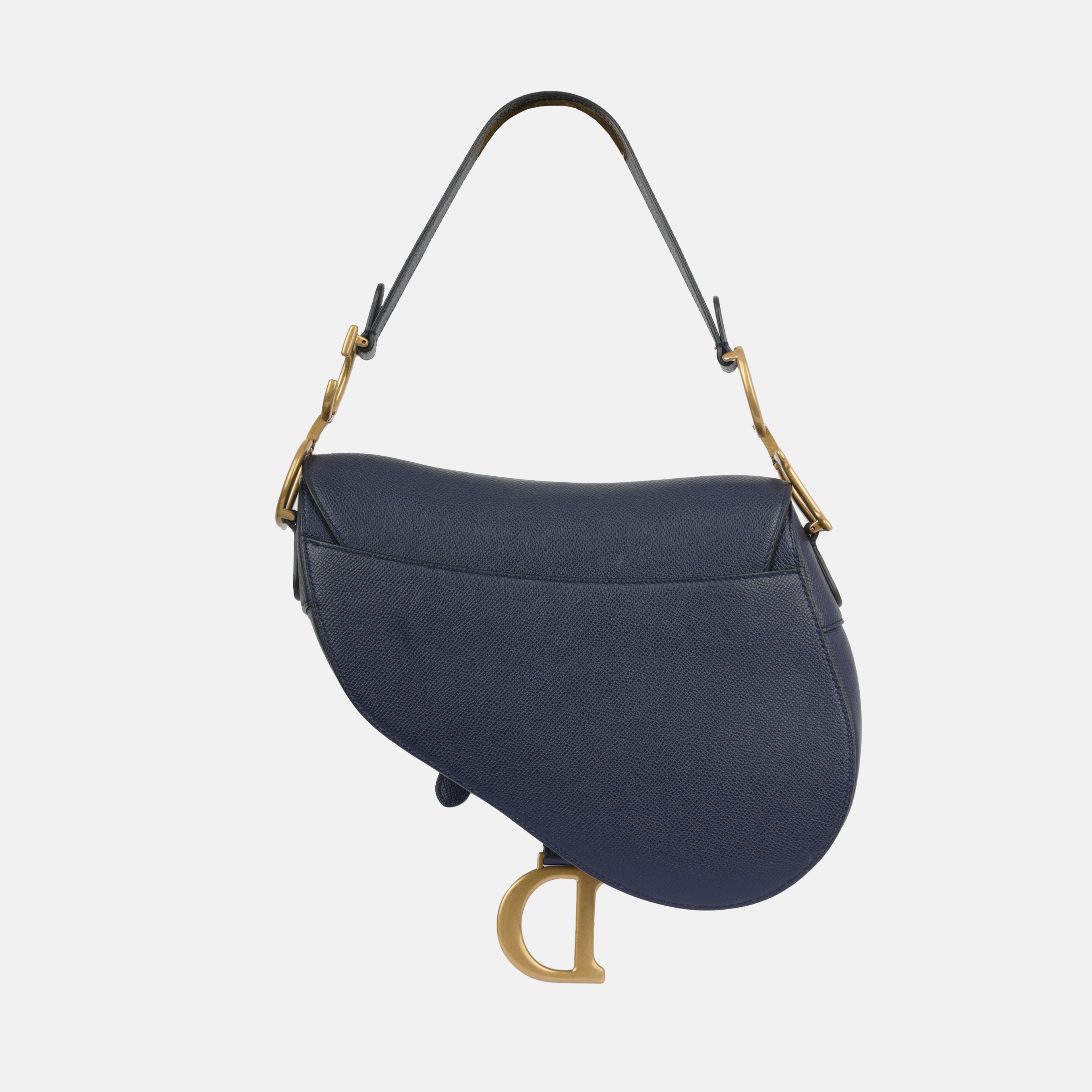 Dior - Medium Saddle Bag - Navy Grained GHW - Pre-Loved – Bagista
