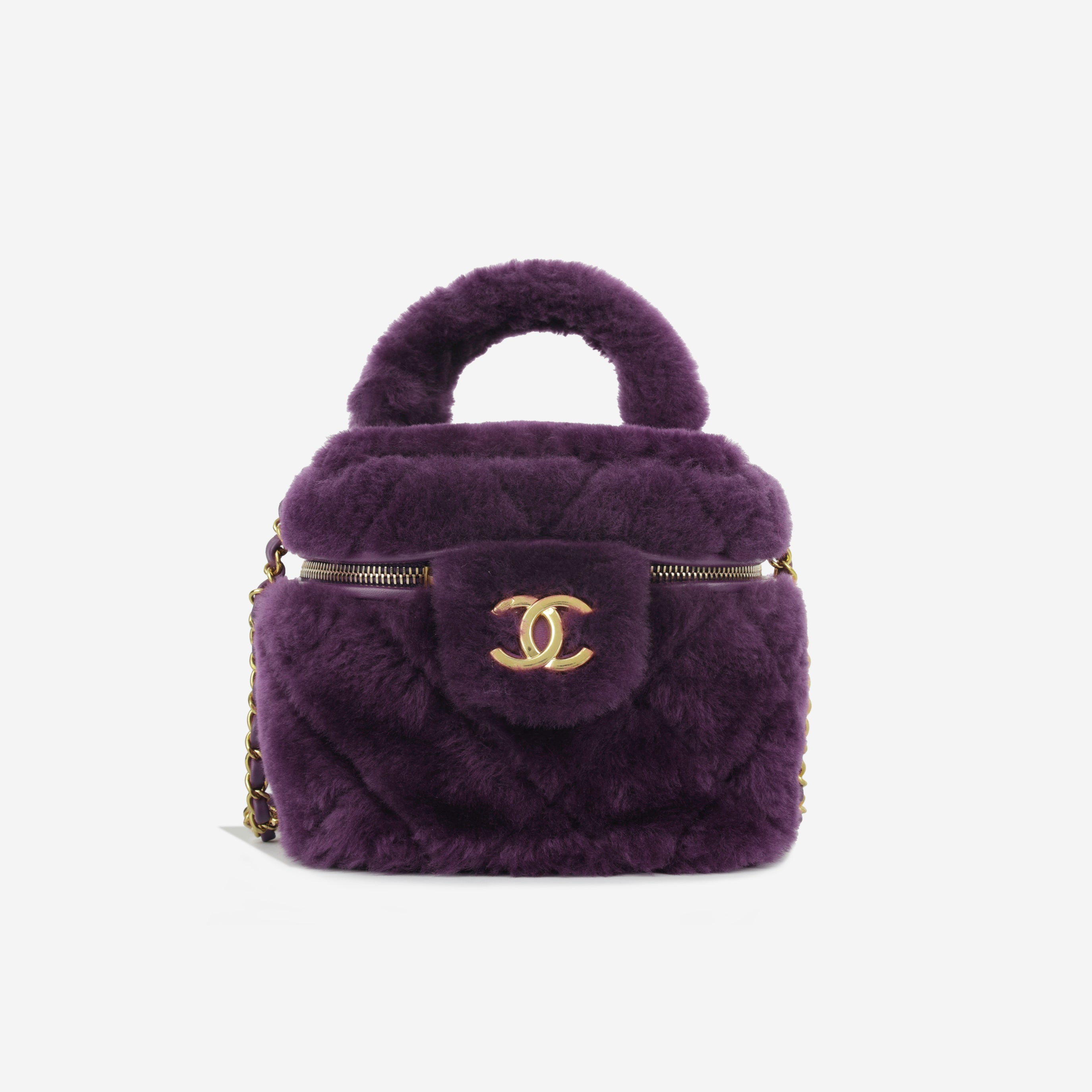 Chanel クラッチバッグ 紫 ファー Chanel - Shearling Vanity Case - Purple Fur - CGHW - Immaculate