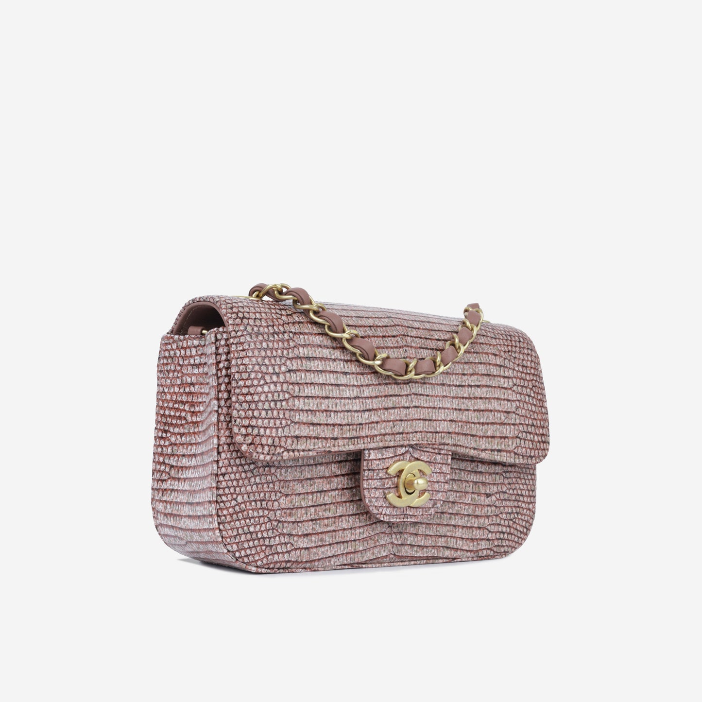 Mini Rectangular Flap - Mauve Taupe Lizard