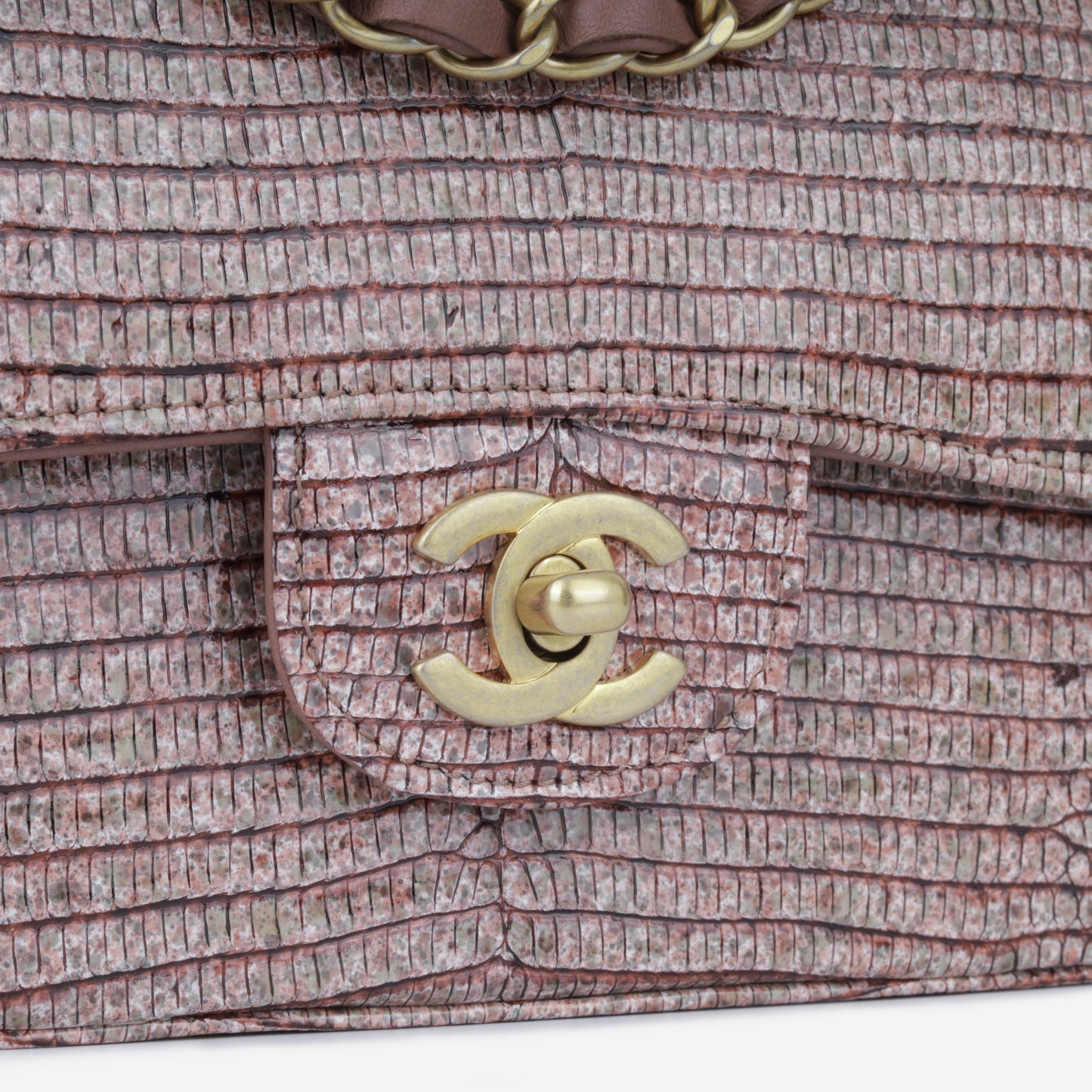 Mini Rectangular Flap - Mauve Taupe Lizard