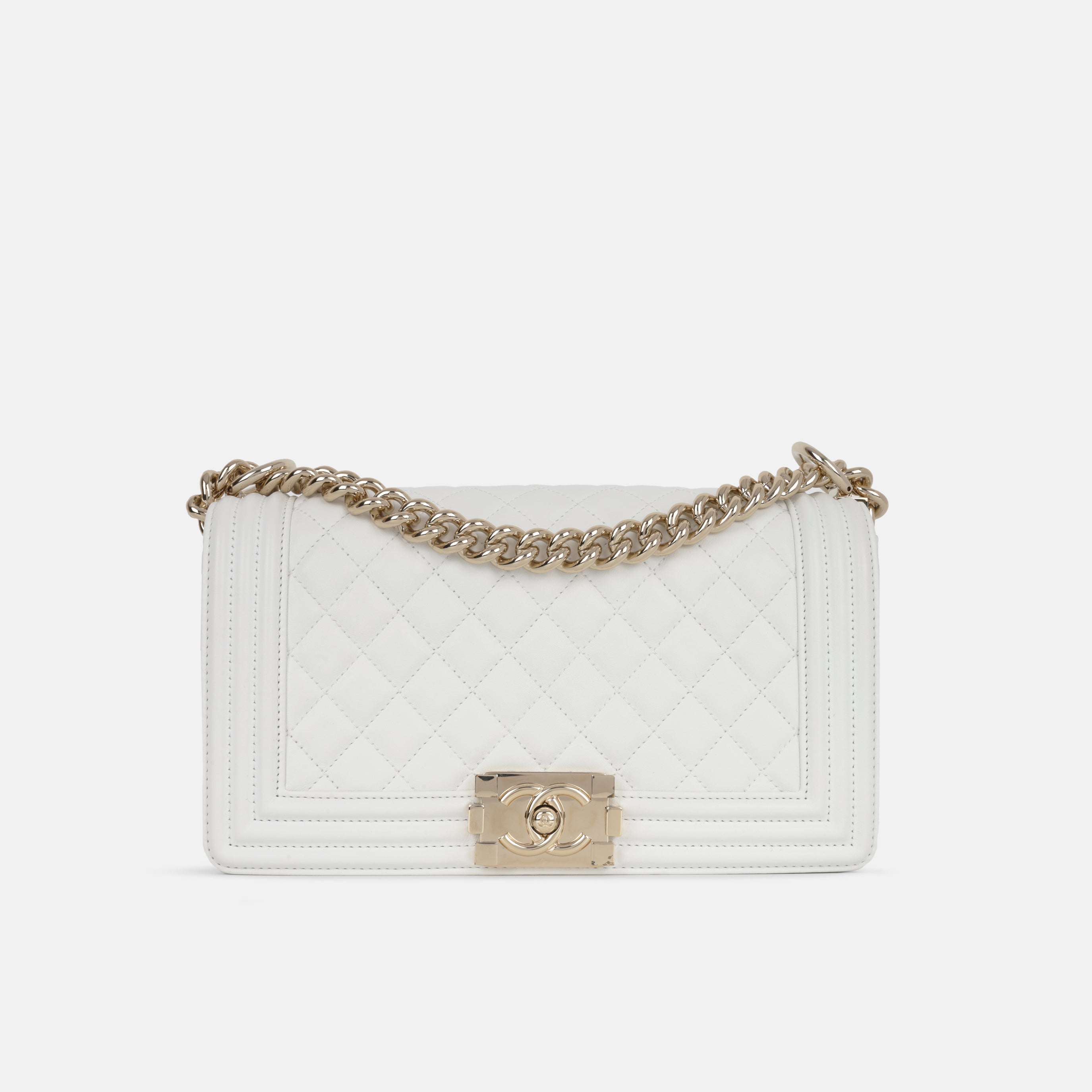 Chanel - Boy Chanel - Old Medium - White Lambskin CGHW - Pre