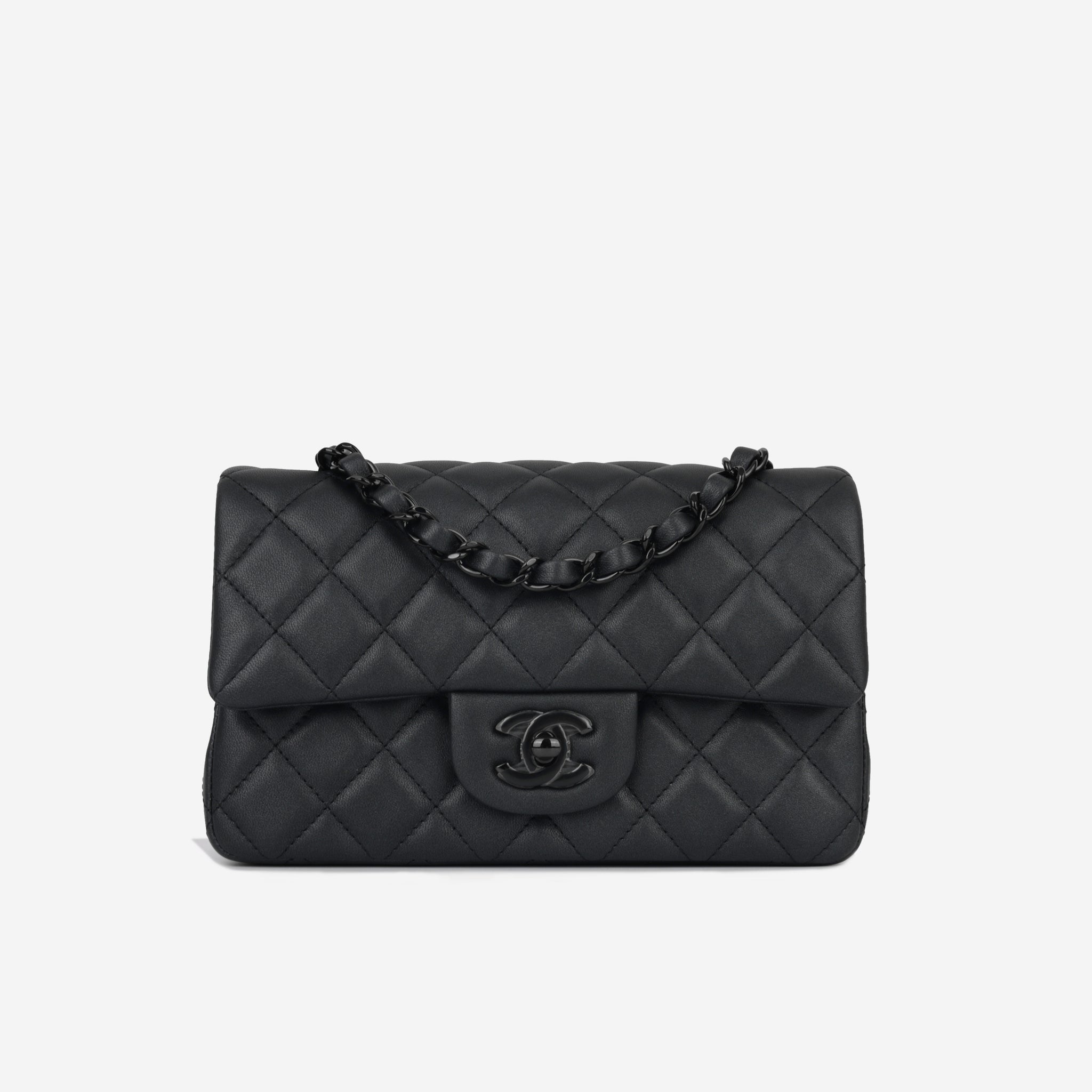 Chanel - Mini Rectangular Top Handle Classic Flap Bag - Black Caviar - GHW  - 31 Series