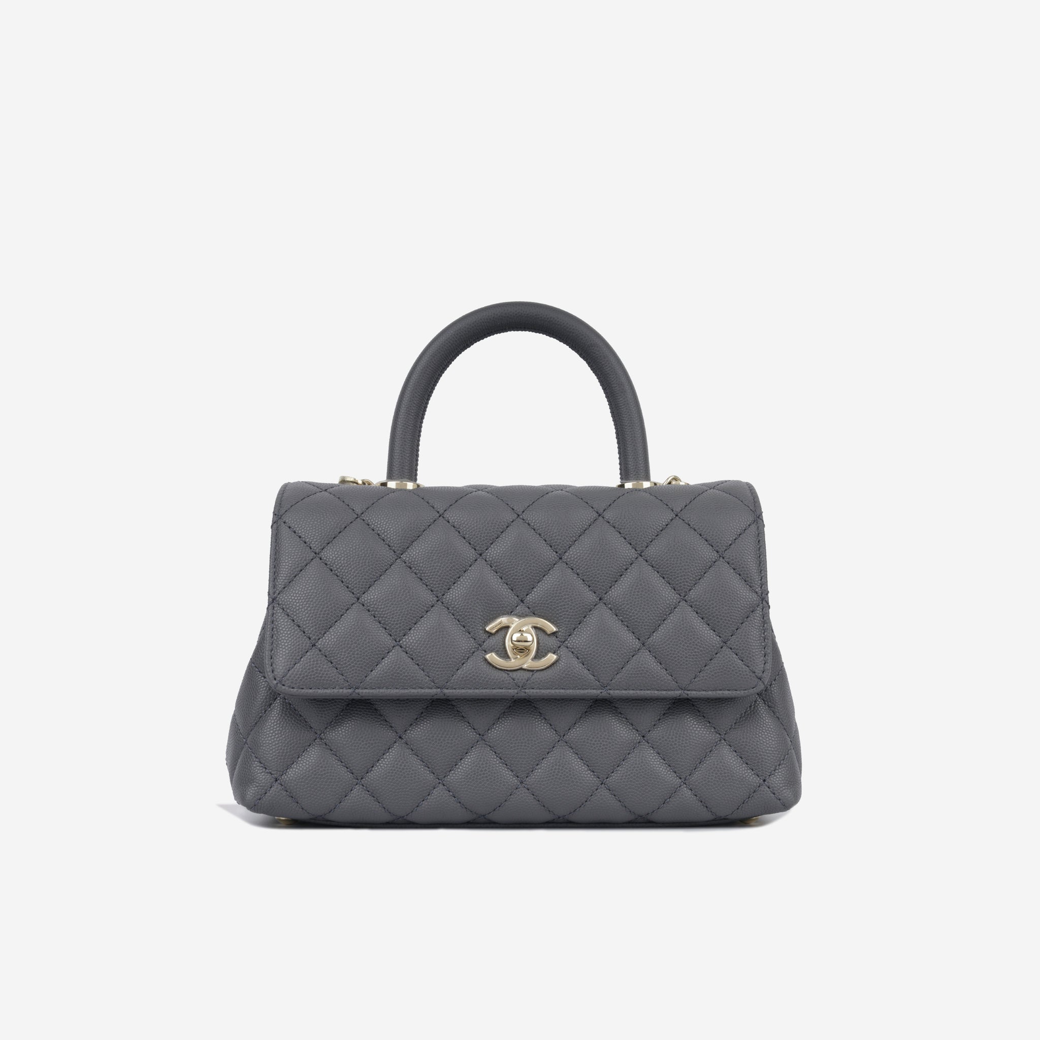 Chanel - Coco Handle -Small Coco Handle - Charcoal Caviar - CGHW | Bagista