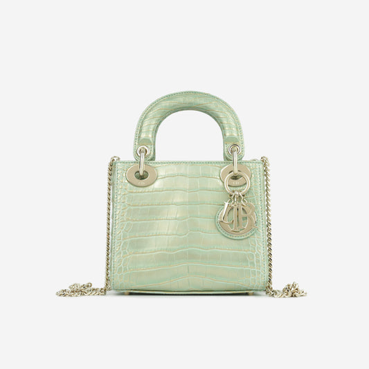 Mini Lady Dior - Green/Gold Crocodile