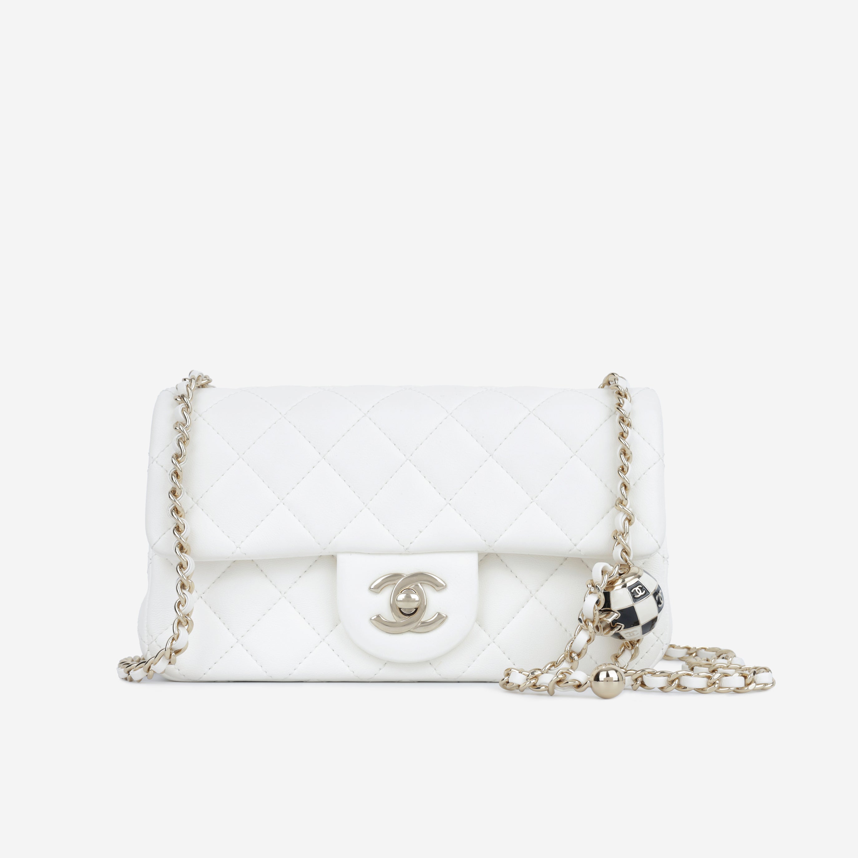 Chanel - Classic Pearl Crush Mini Flap - White Lambskin - CGHW