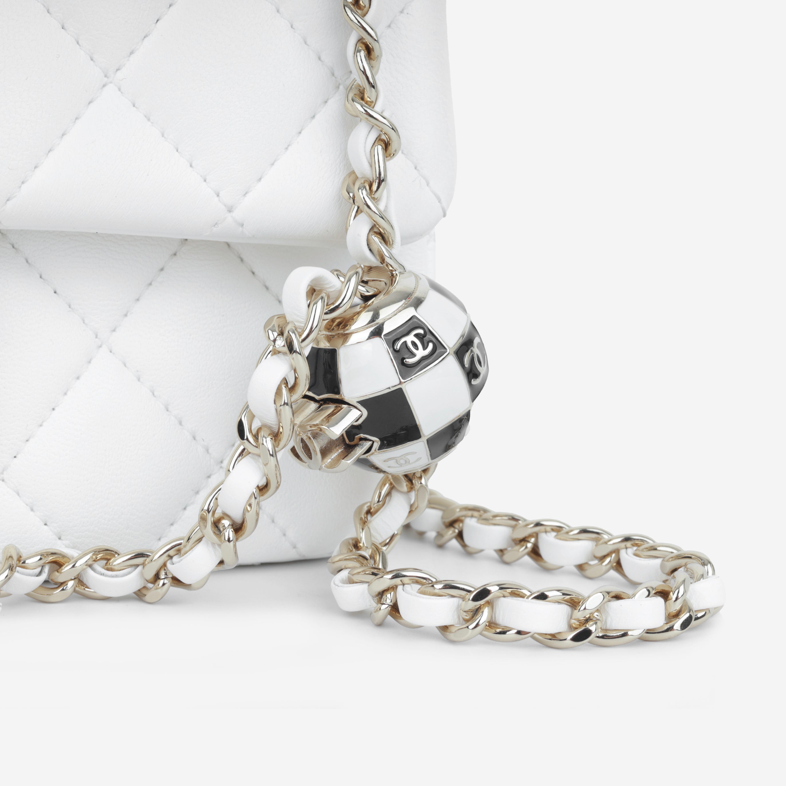 Chanel - Classic Pearl Crush Mini Flap - White Lambskin - CGHW