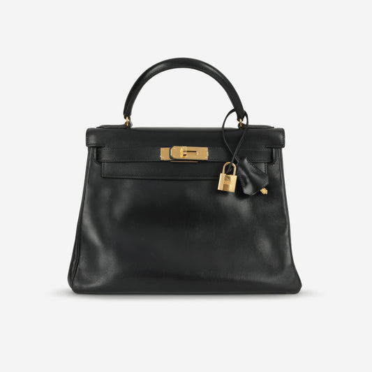 Hermès Vintage Kelly 28 - Black Box Calf | Gold Hardware