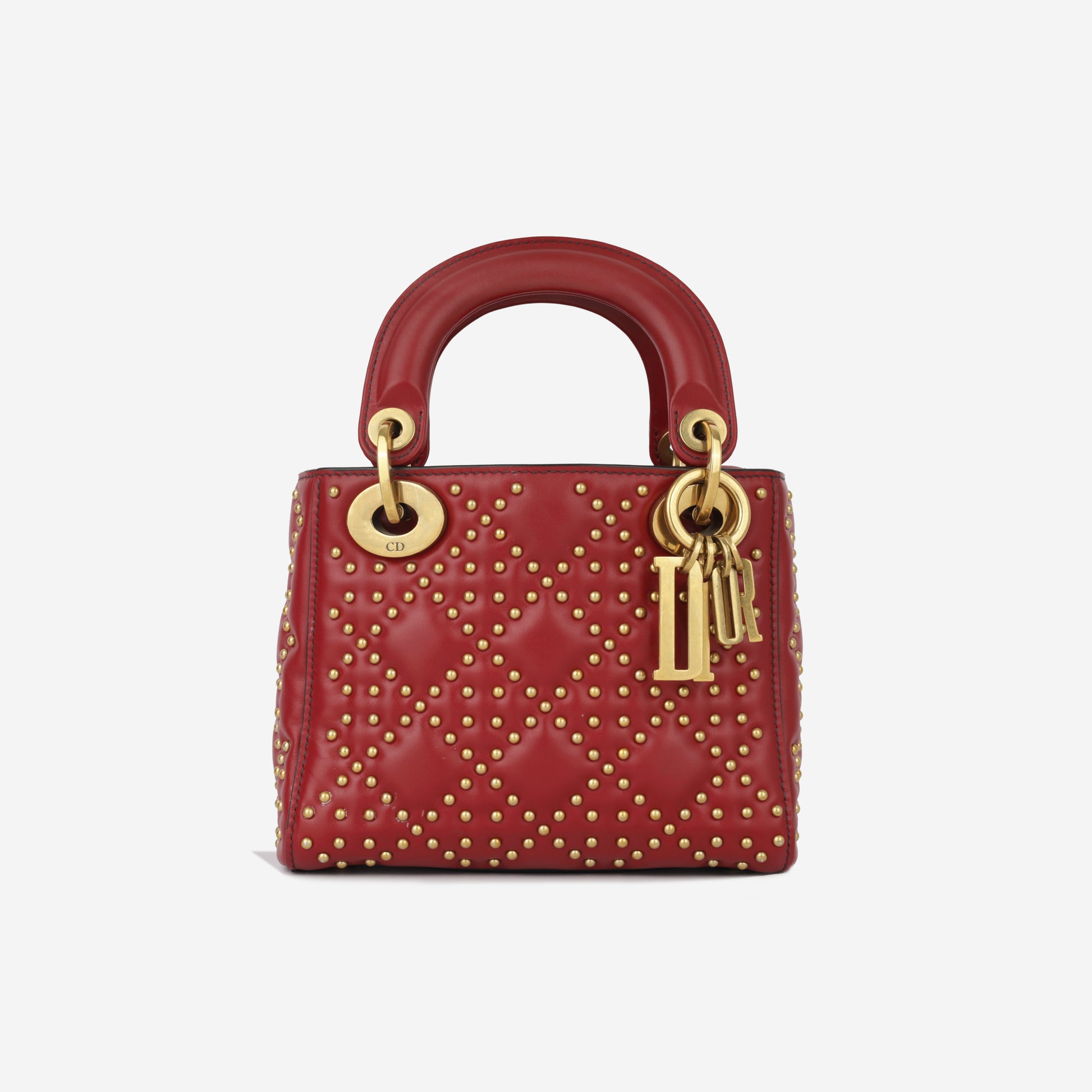 Dior Mini Lady Dior Red Studded Leather GHW Pre-Loved