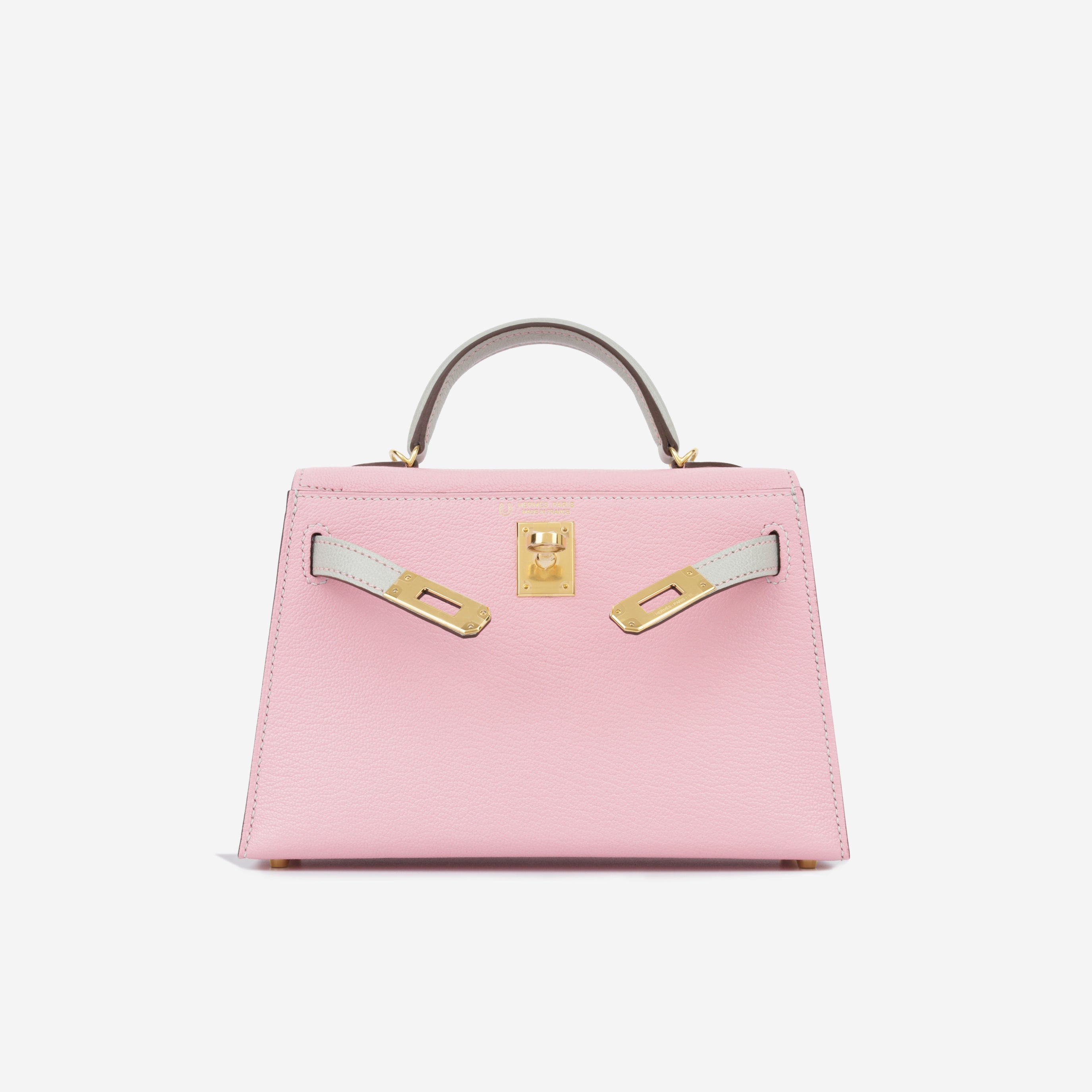 Hermès - HSS Mini Kelly GHW - Rose Sakura / Gris Mouette Chevre