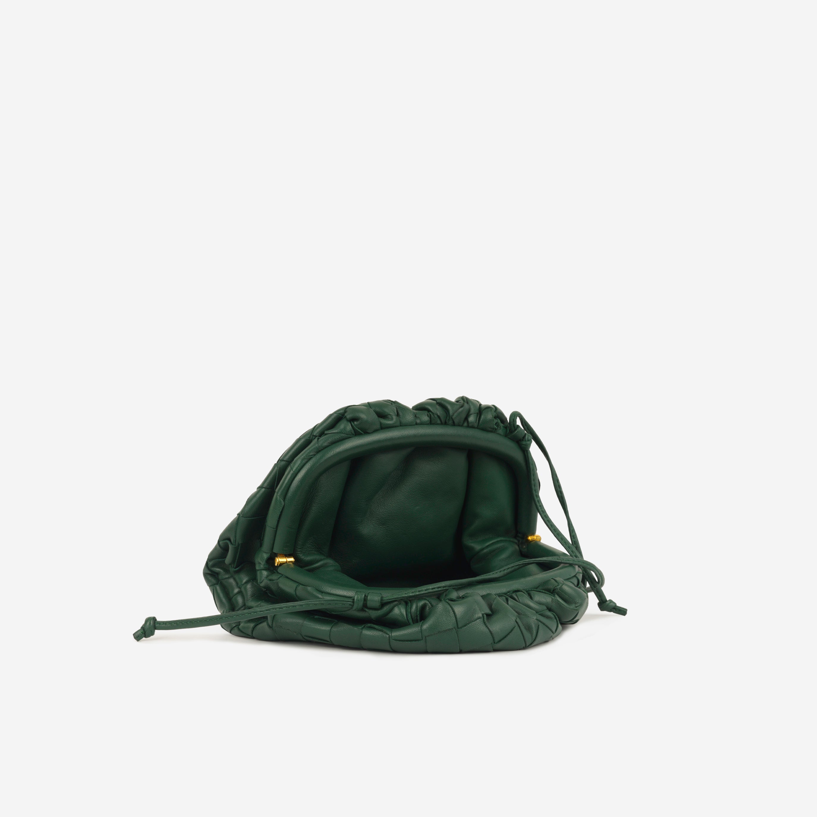 Bottega Veneta - Mini Pouch - Forest Green Intrecciato Leather GHW
