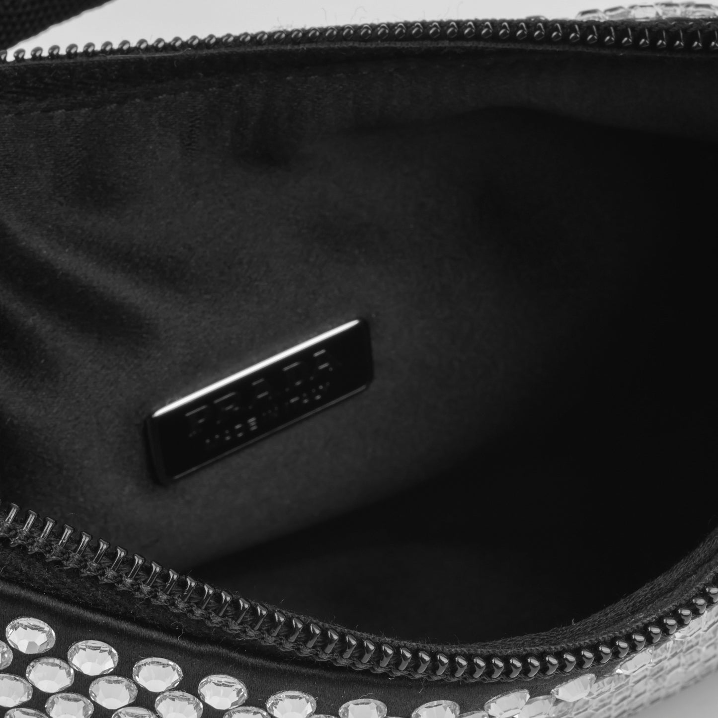 Satin Mini Bag with Crystals